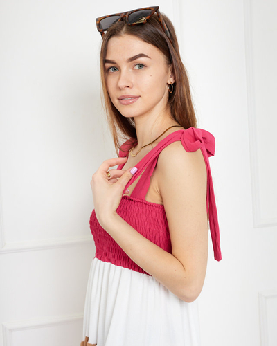 Fukszia női ruha megkötött pánttal - Ruházat