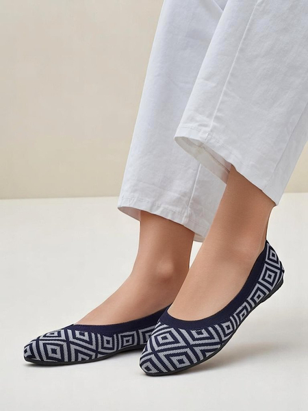 Royalfashion szövet női balerinacipők geometriai mintával Metrikus