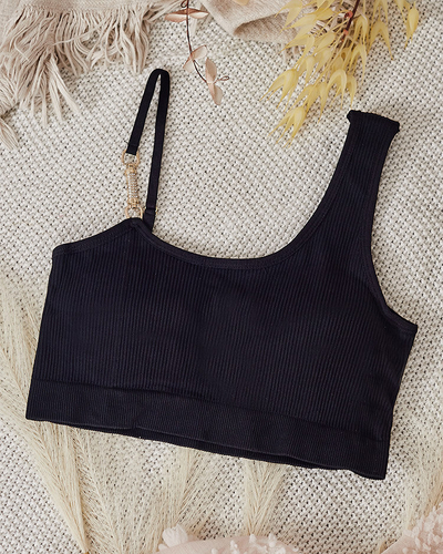 Royalfashion női bordás melltartó díszes pánttal