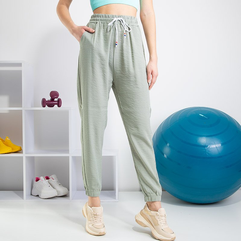 Szürke - zöld női PLUS SIZE méretű nadrág - Ruházat