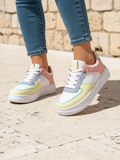 Damskie sneakersy Elektra Pastello - wielokolorowe skóra ekologiczna wiosna