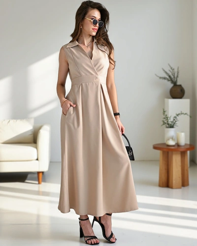 Royalfashion Női ujjatlan ruha átkötős nyakkivágással Bizness