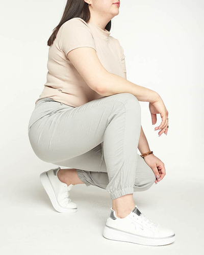 Női szürke szövet jogger PLUSZ MÉRET - Ruházat