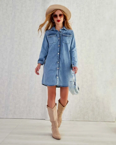 Royalfashion Női pamut mini a'la farmer ruha