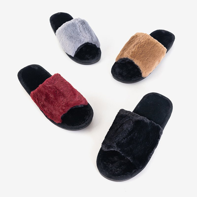 Fekete női Ramane szőr papucs - Lábbeli