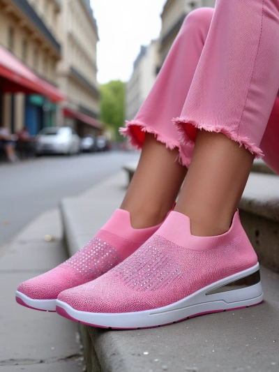 Royalfashion Slip-on női wedge sportcipő strasszkövekkel Qelavise