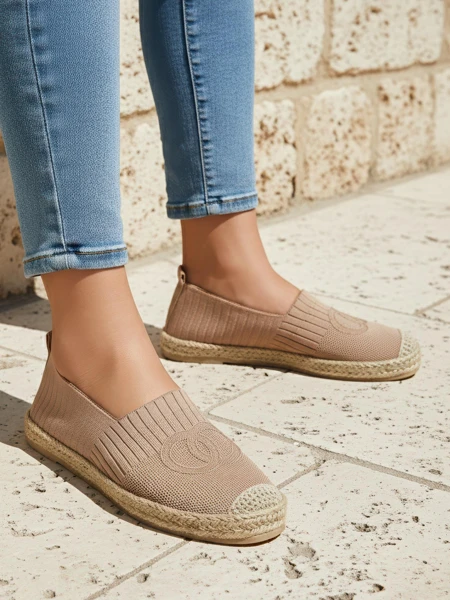 Női Callisto espadrilles világosbarna lapos sarkú ökológiai bőr