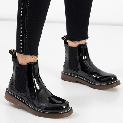 Matenss fekete lakkozott női csizma - Lábbeli