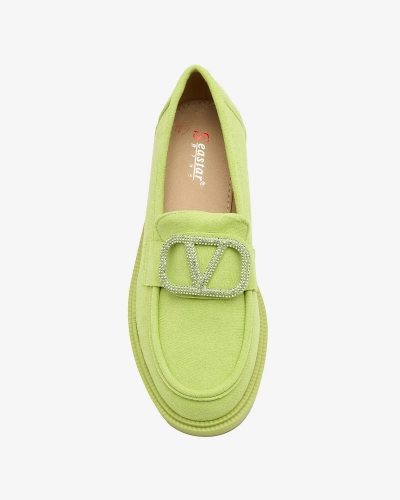 Royalfashion Női lime zöld mokaszin díszítéssel Fogras