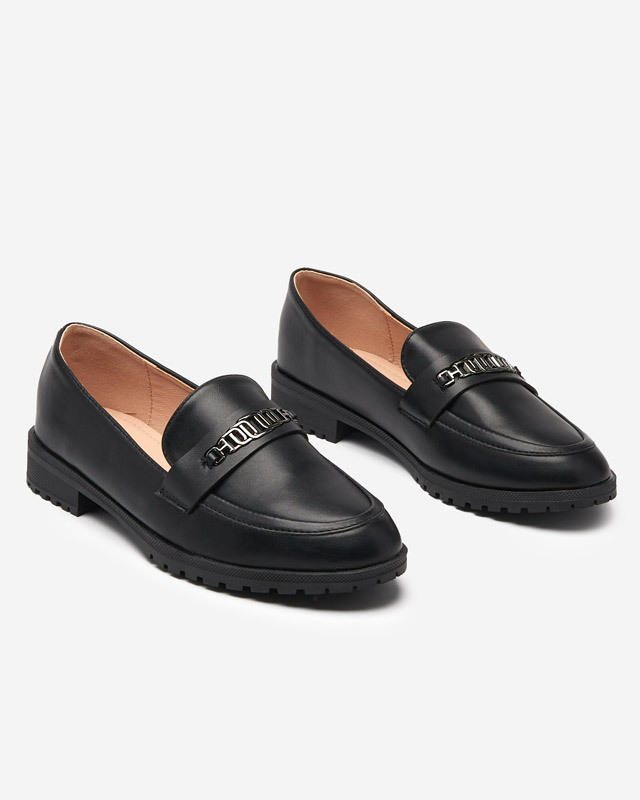 Női fekete eco-bőr naplopók Griss díszítéssel - Cipő