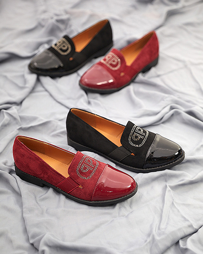 Fekete női mokaszin lakkozott Velqi orrral - Lábbeli