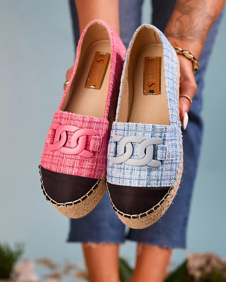 Royalfashion Női kockás espadrilles rózsaszínben Dempik