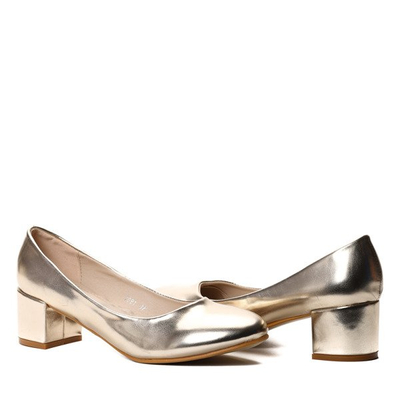 Złote czółenka na słupku - Obuwie