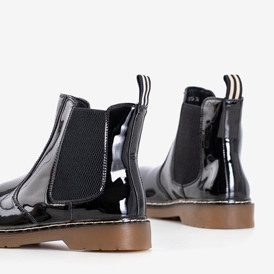 Matenss fekete lakkozott női csizma - Lábbeli