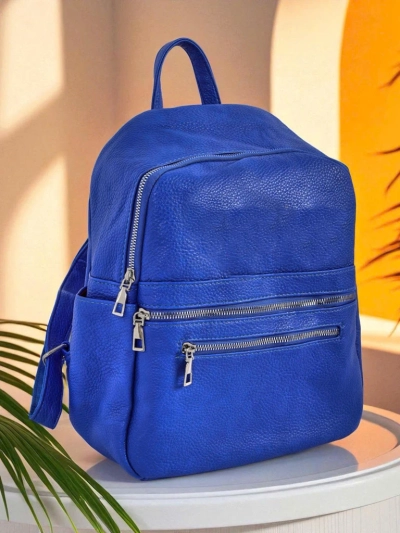 Callisto Royal Blue női hátizsák – nagy, divatos öko bőrből, cipzárral