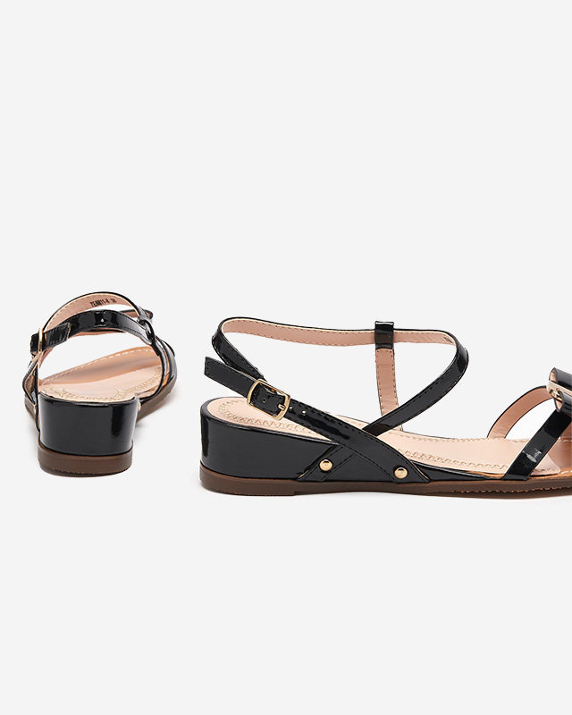 Fekete női Dubrov lakkos szandál - Lábbeli