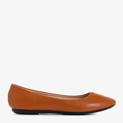 Brązowe baleriny eko-skórzane Falo - Obuwie