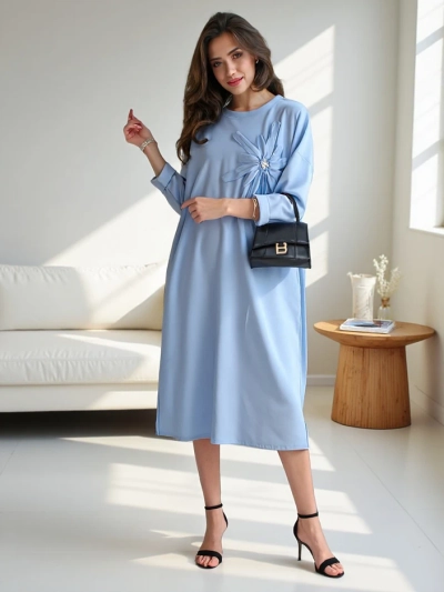 Royalfashion Női midi ruha, oversize anyag virággal