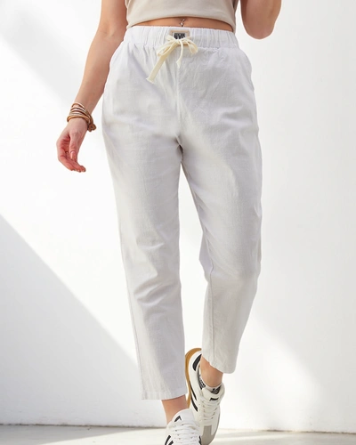 Royalfashion pamut egyenes női nadrág derékmegkötővel