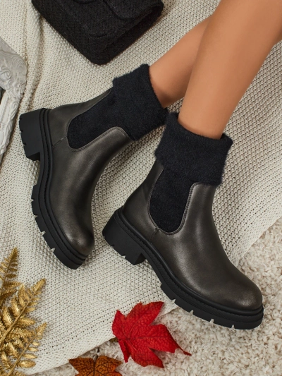 Női öko bőr bokacsizma szőrmével Kesy