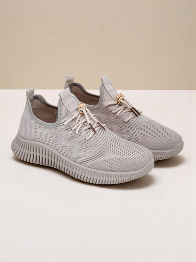 Aurelia Beige Royalfashion – Bézs női fűzős szövet tornacipő