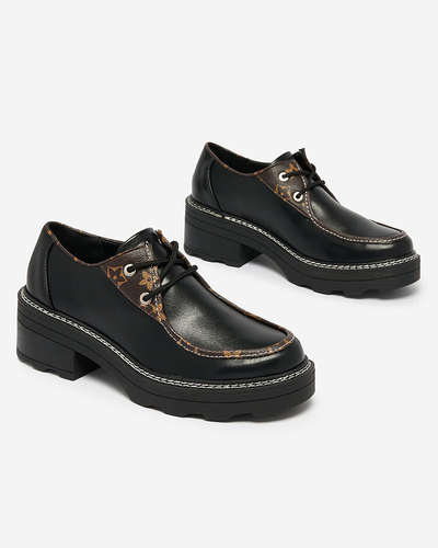 Royalfashion Fekete női félcsizma vastag talpú Dobbin