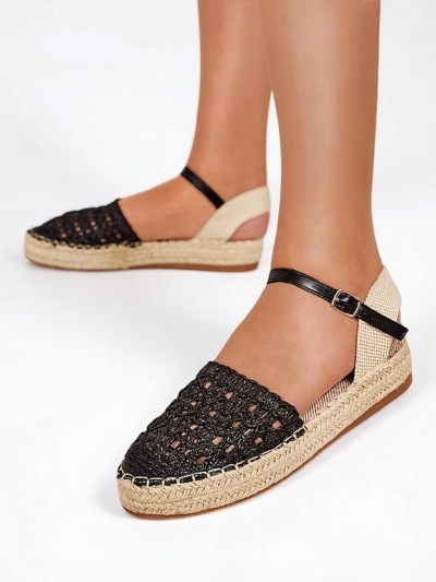 Női fekete espadrillák áttört Triumf - Lábbeli