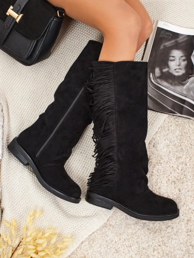 Damskie kozaki eko zamszowe z cholewką Ravion