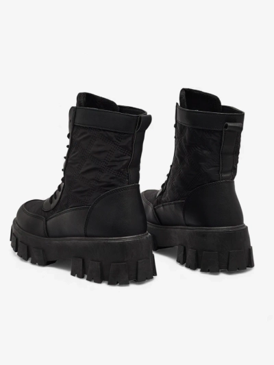 Solvi öko bőr fűzős női bokacsizma