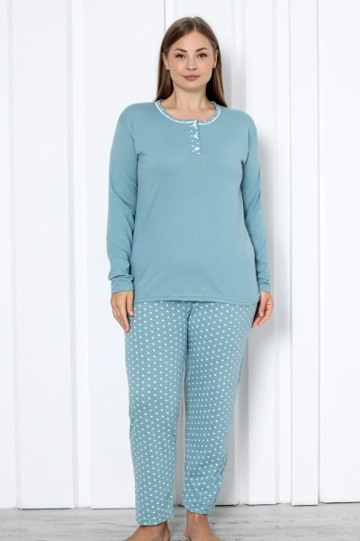 Royalfashion Női Pamut 2-részes Pöttyös Pizsama PLUS SIZE