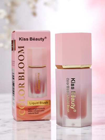 Kiss Beauty folyékony pirosító szivaccsal, Naplemente színben