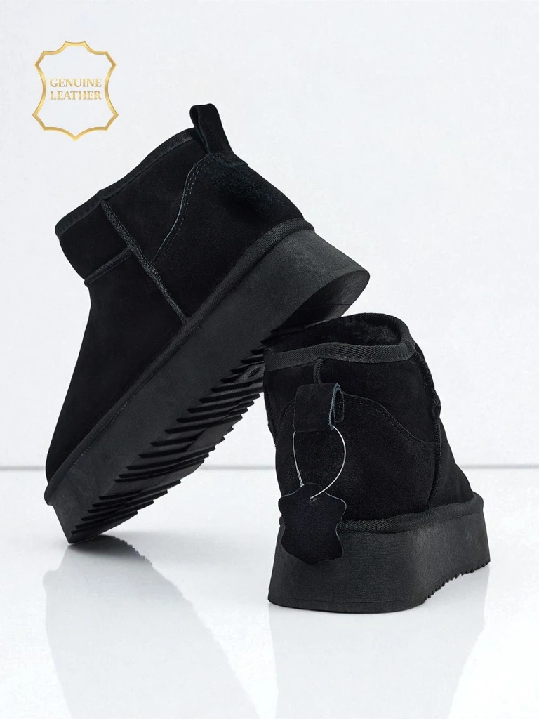 Rövid, természetes bőr női hócsizma stílusú cipő Elunara