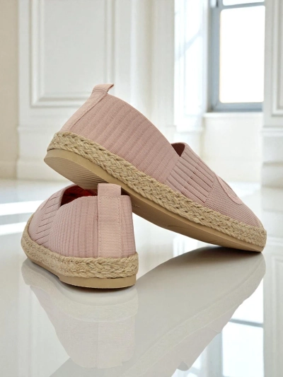 Női Theodora rózsaszín espadrilles velúr ökológiai bőrből, lapos