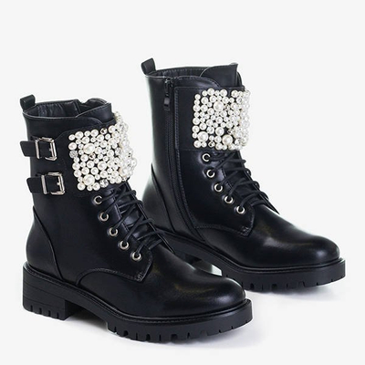 Czarne workery z ozdobami Foga - Obuwie