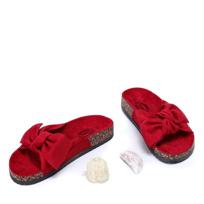 Czerwone klapki z kokardką Yinny - Obuwie