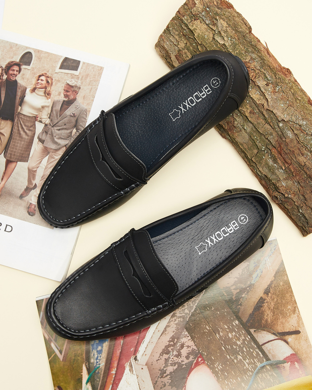 Fekete férfi mokaszin Hacerno- Lábbeli