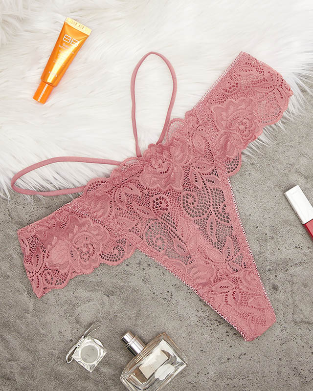 Korall női csipke pántos tangák - Fehérnemű