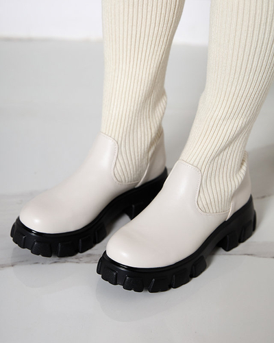 Női magas csúszós bakancs ekrü színben Alerpi- Footwear