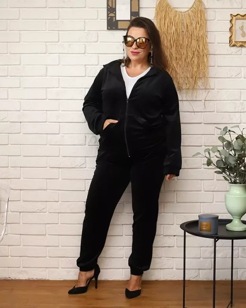 Royalfashion Fekete női tréningruha szett PLUS SIZE