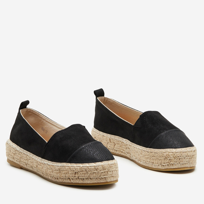 OUTLET Fekete espadrillák dekoratív orrral Steve - Lábbeli
