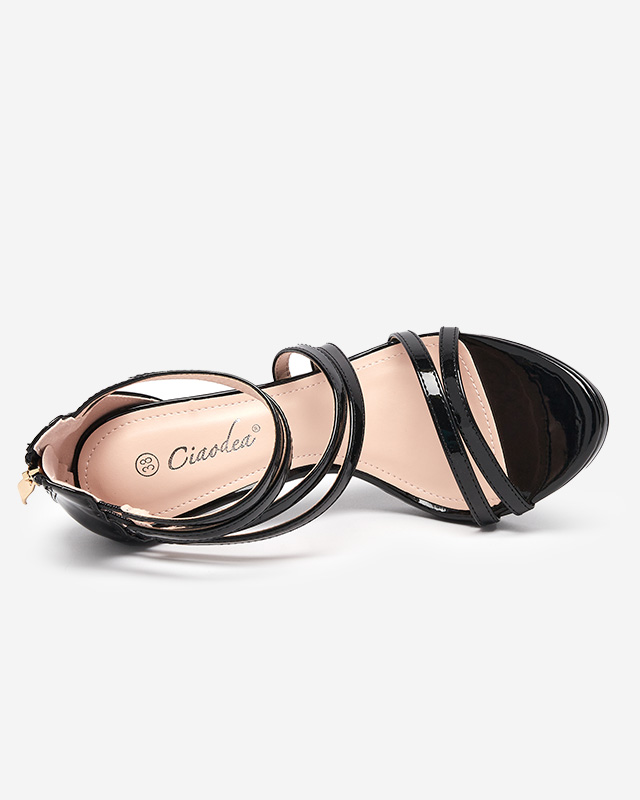 Fekete női szandál magas sarkon Oielisa - Lábbeli