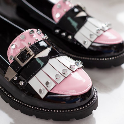 Fekete mokaszinok Gwadalaha díszekkel - lábbeli