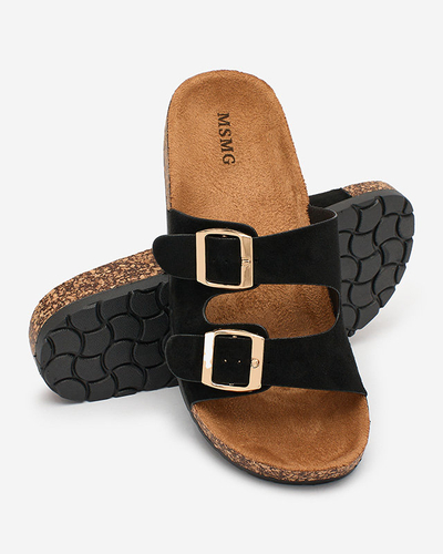 Letitia női fekete velúr papucs, lapos sarkú, olasz design