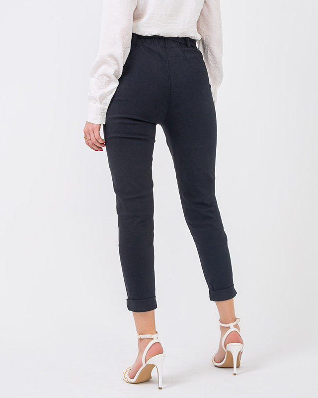 Női magas derekú szövetnadrág fekete színben - Ruházat