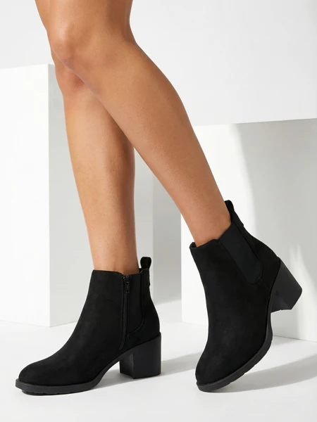 Aurora Női Fekete Bőr Elegáns Őszi Bokacsizma