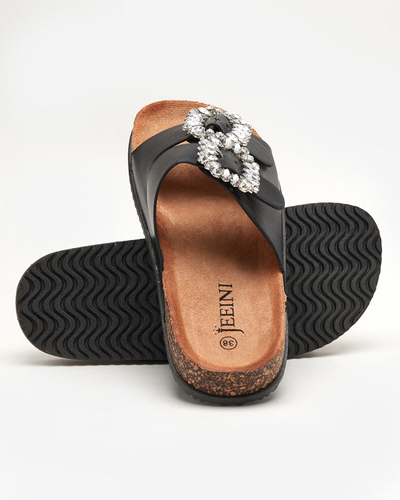 Fekete női papucs kapcsos Oterina - Lábbeli