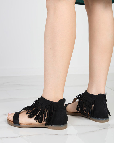 Női szandál fekete rojtokkal Clov- Footwear