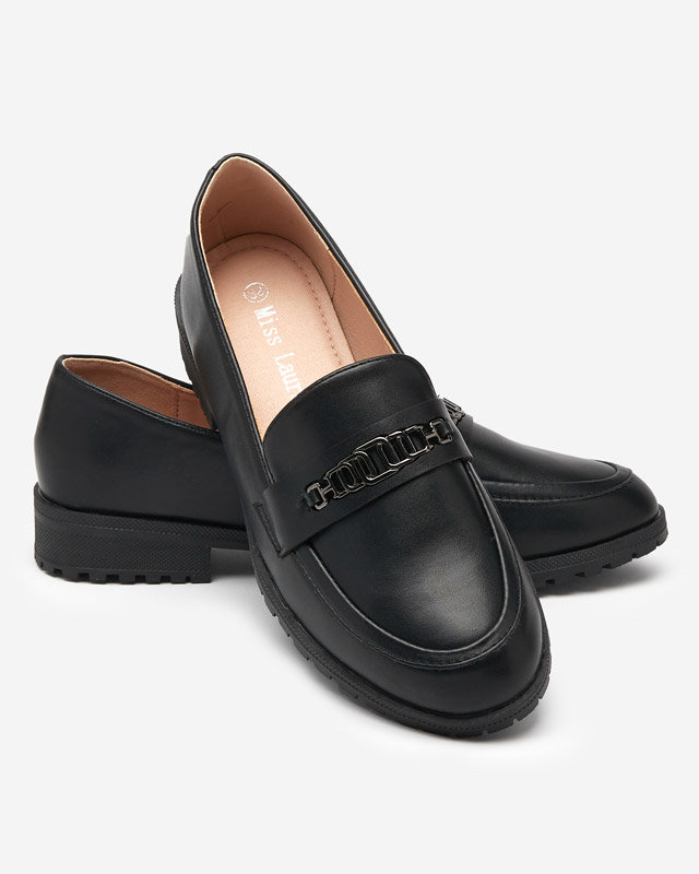 Női fekete eco-bőr naplopók Griss díszítéssel - Cipő