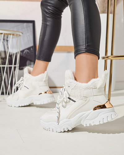 Fehér női sportcipő szőrmével Sagglo- Footwear