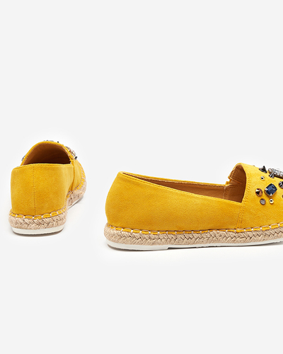 OUTLET Sárga, öko-velúr espadrillák nőknek cirkóniákkal Mediros - Lábbeli